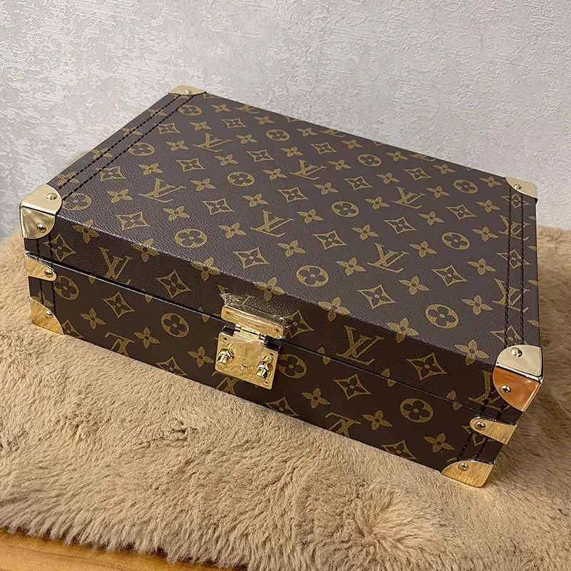 LV 8 Slots Brown Leather Watch Organizer Box And Gift Case